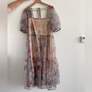 [H&M] Puff-sleeved Mesh Dress